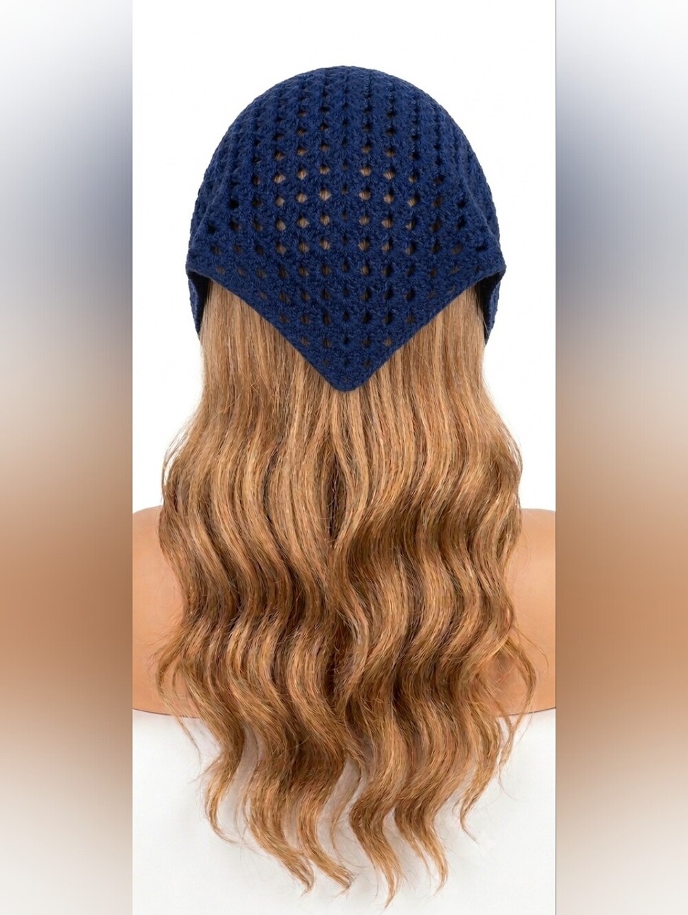 Navy Crochet Bandana Headscarf for Women Handmade